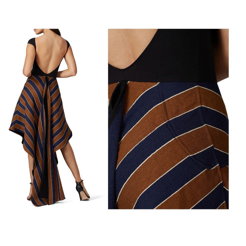 Esteban Cortazar Striped Open Back Dress SZ 42 - Picture 3 of 14